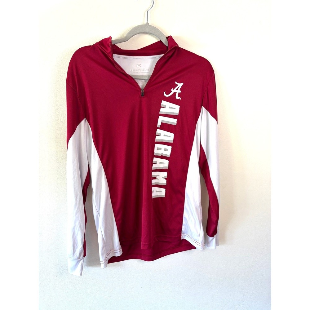 Colosseum Alabama Crimson Tide Mens Small Quarter Zip Pullover Crimson White